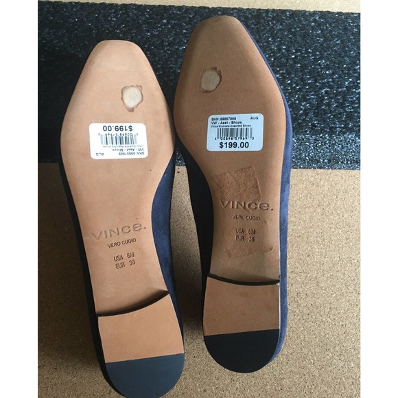 VINCE BRANINE Women's Blue Suede/ Nappa Leather Flat Loafer Slip Ons Size 6 - Picture 10 of 11